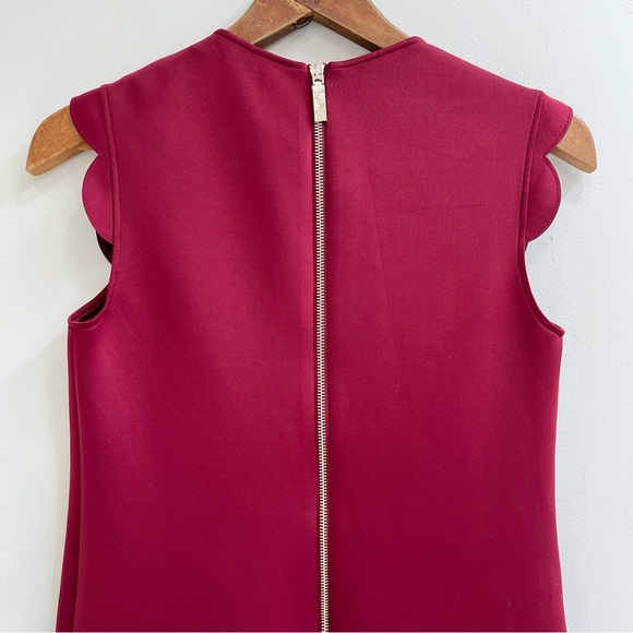 Ted Baker Women's Maroon Jasmint Scallop Overlay Shift Dress Size 1 US XS - Picture 7 of 16